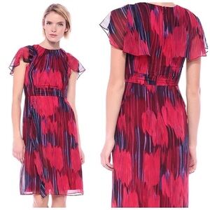 HALSTON HERITAGE Flutter Cape Sleeve Dress NWT